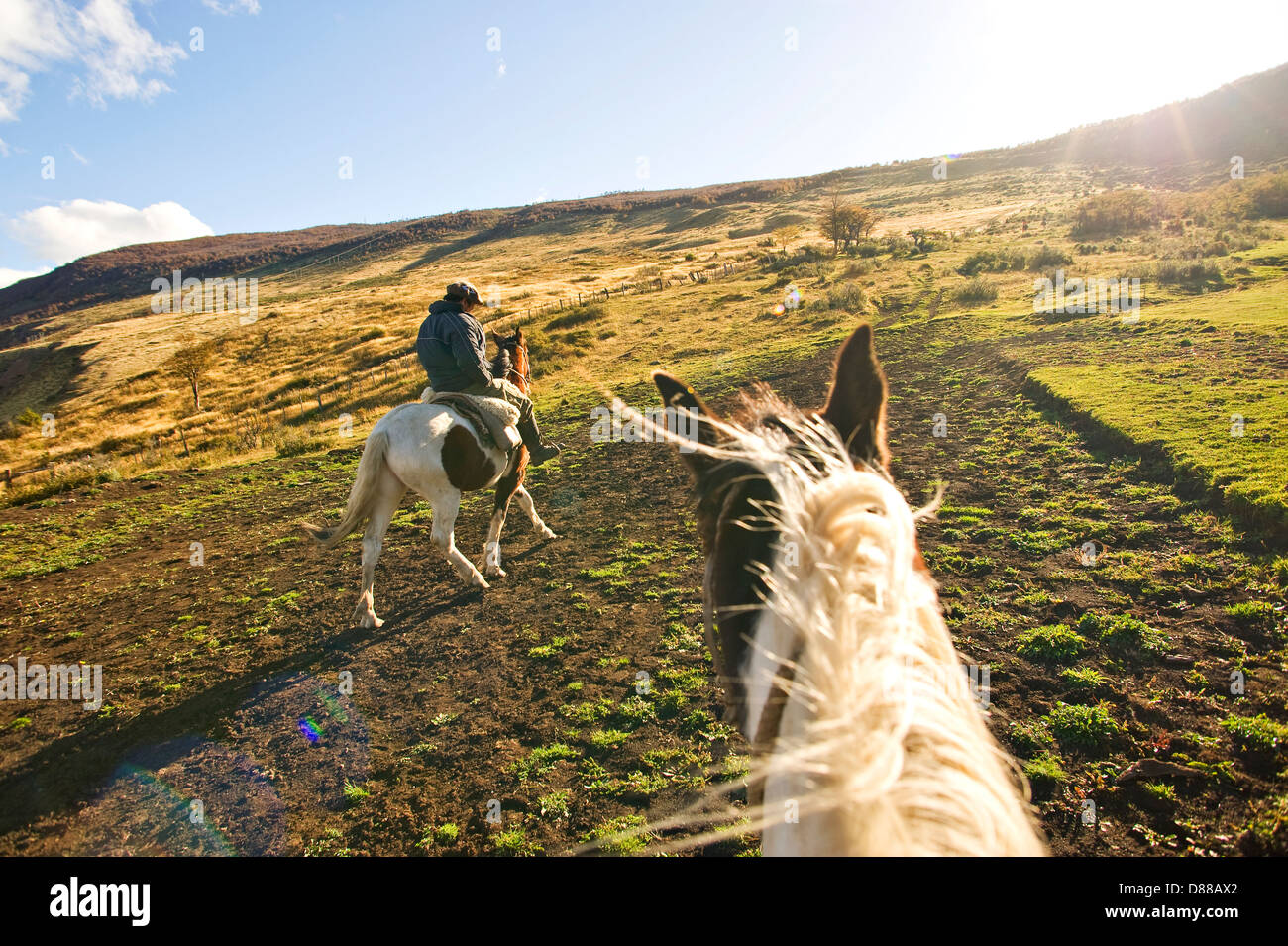 Chilean Patagonia on horseback Stock Photo