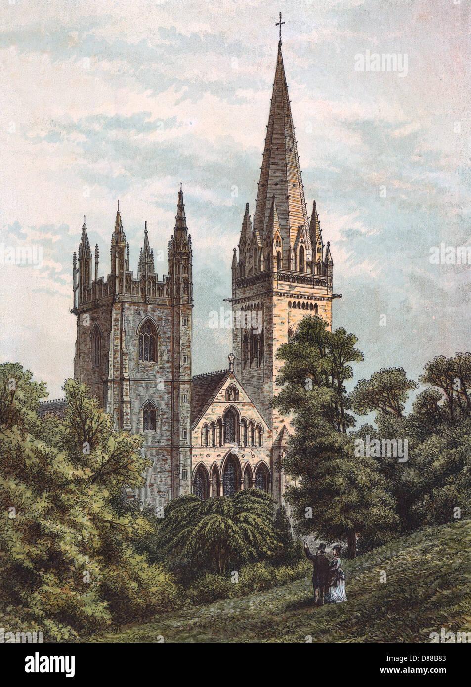 Llandaff Cathedral 1876 Stock Photo