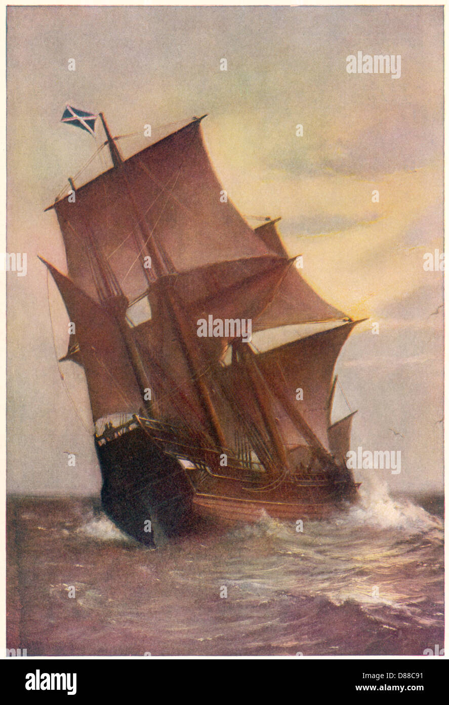 Mayflower In Full Sail Stock Photo