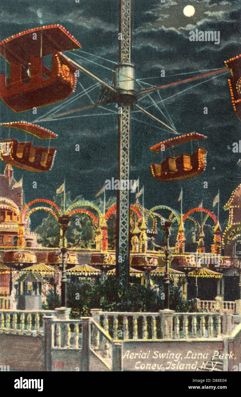 Aerial Swing Luna Park Stock Photo Alamy