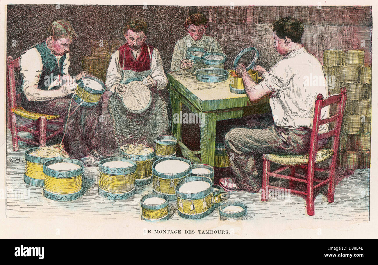 Drum Making - 1890 Stock Photo