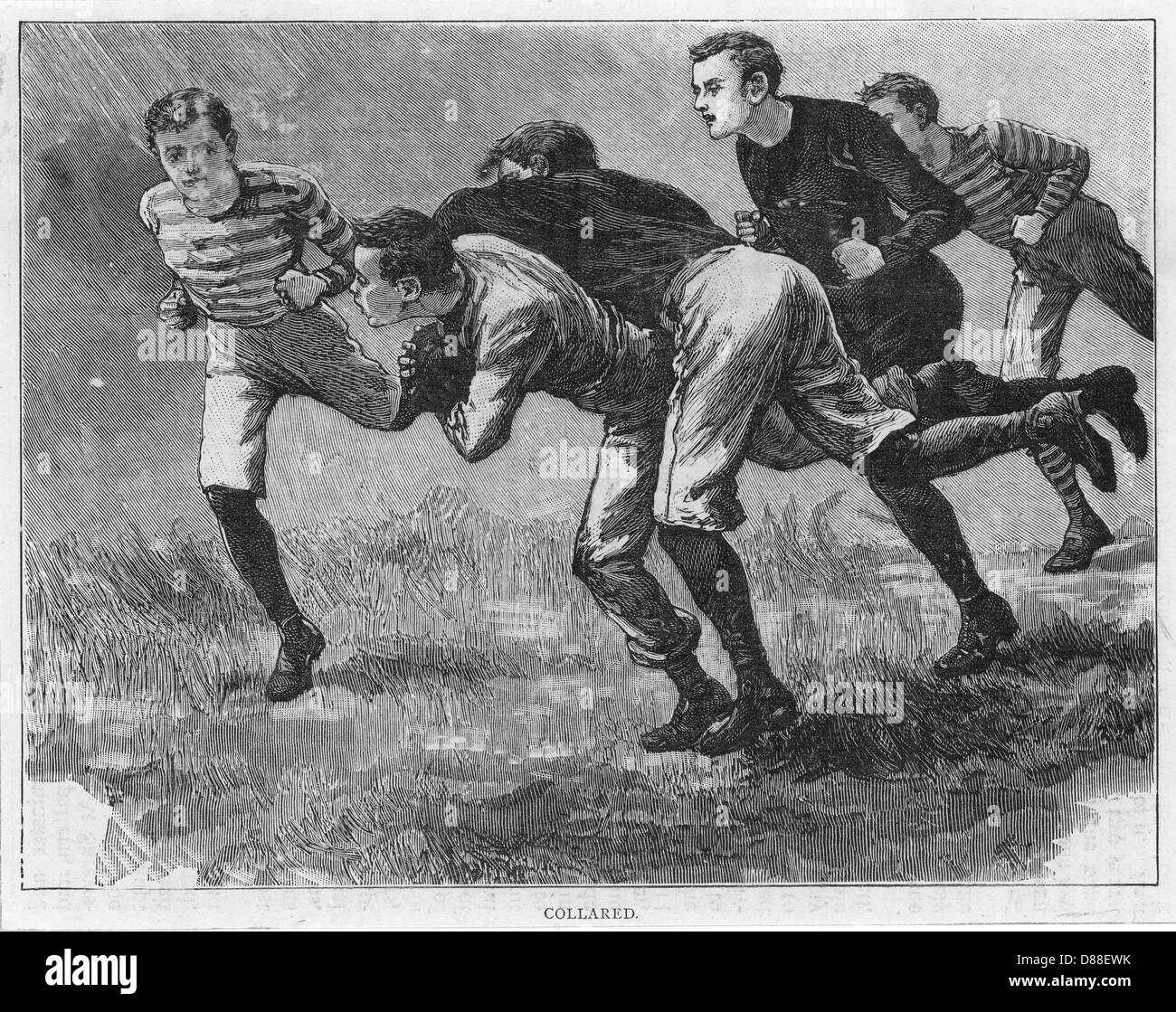Rugby Tackle 1892 Stock Photo