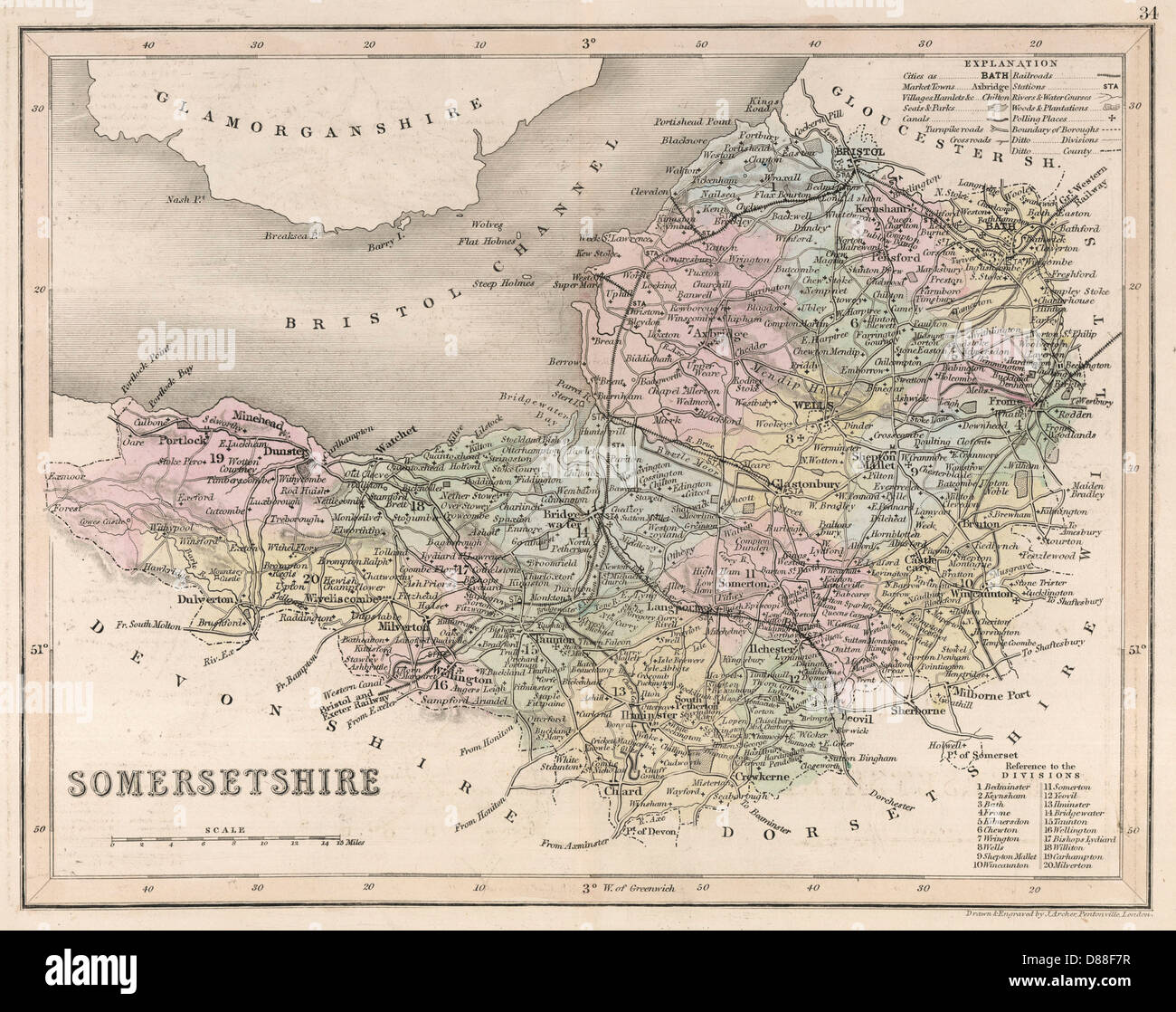 Show Me A Map Of Somerset Somerset Map High Resolution Stock Photography And Images - Alamy