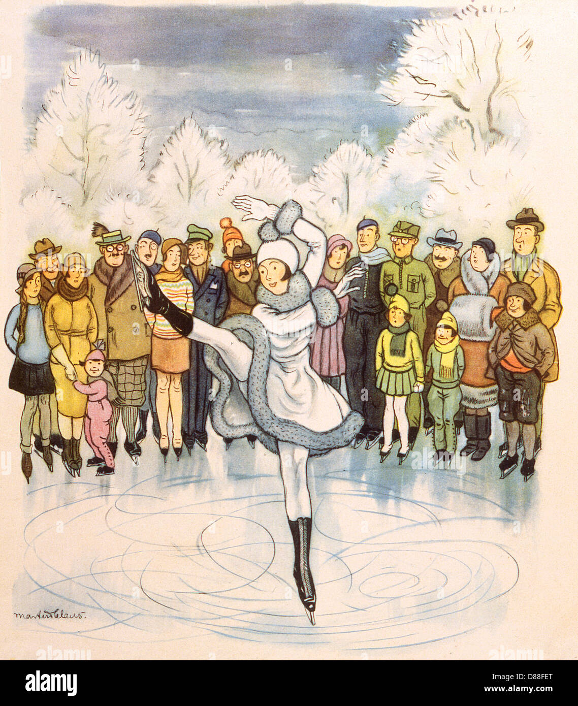 EXPERT ICE SKATER 1930S Stock Photo Alamy