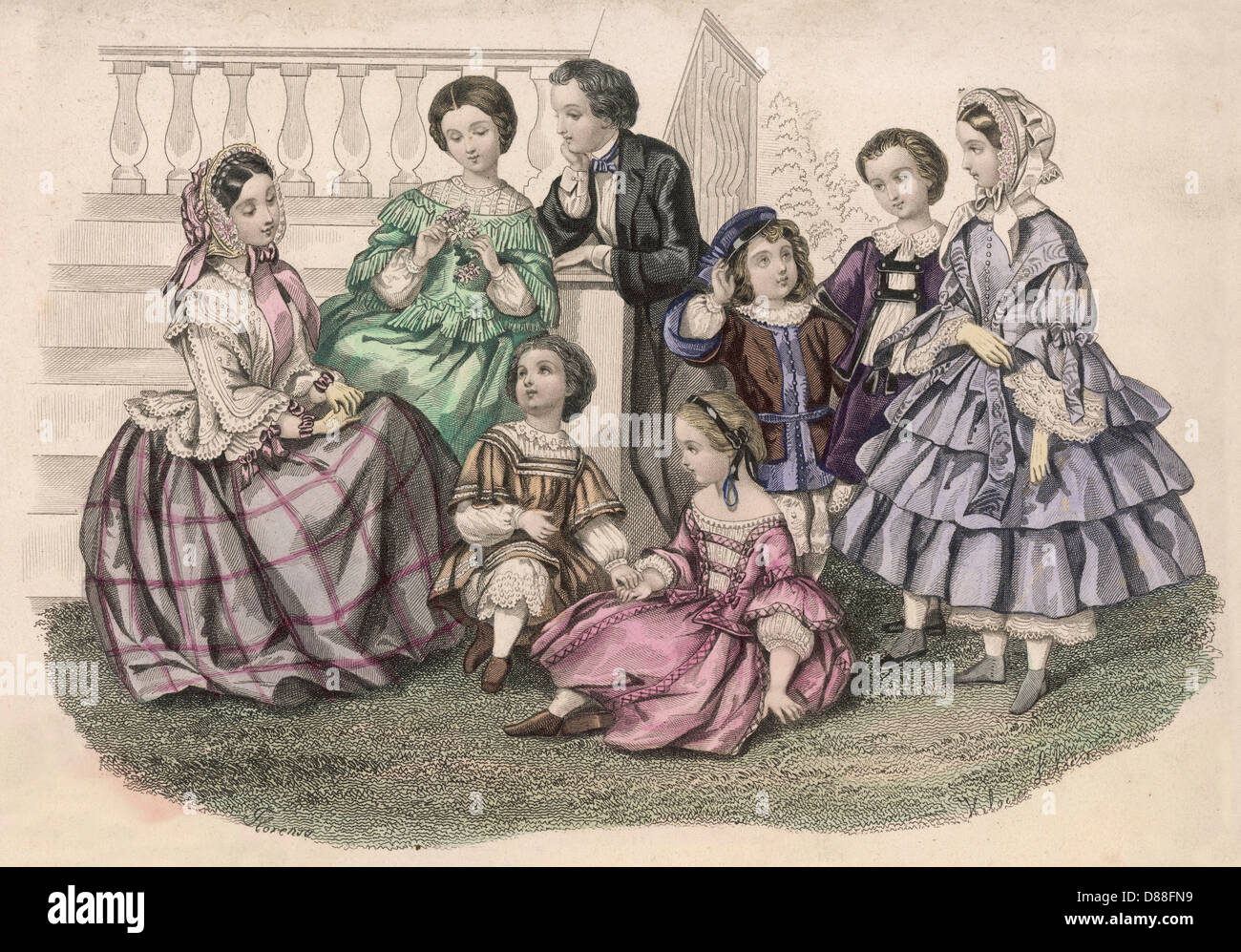 Costume Children 1855 Stock Photo