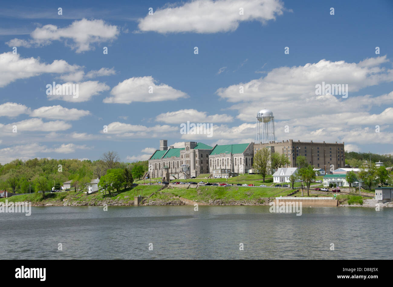 Kentucky, Eddyville. Lake Barkley view of historic Kentucky State Penitentiary (aka Castle on