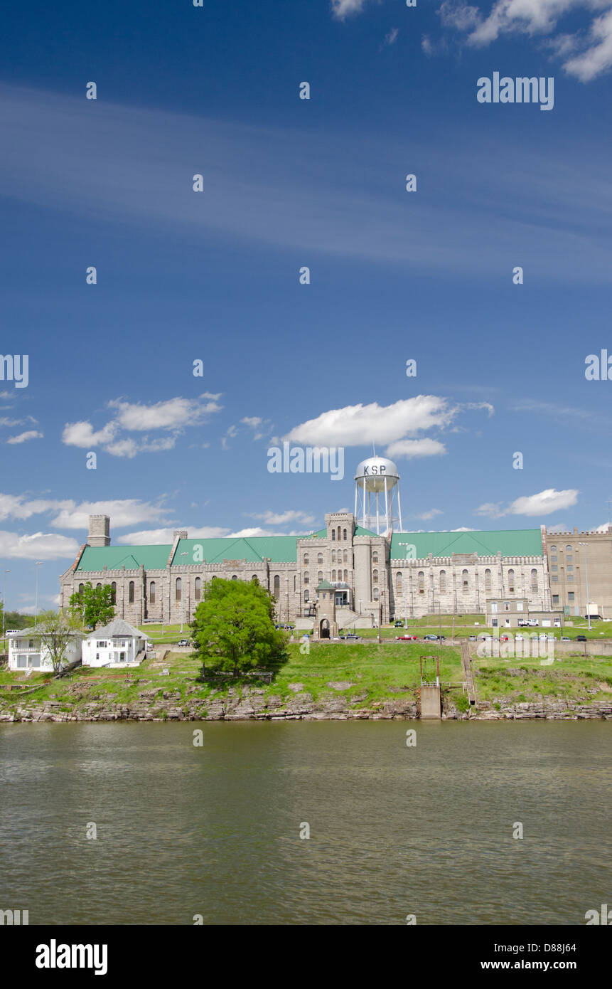 Kentucky, Eddyville. Lake Barkley view of historic Kentucky State Penitentiary (aka Castle on