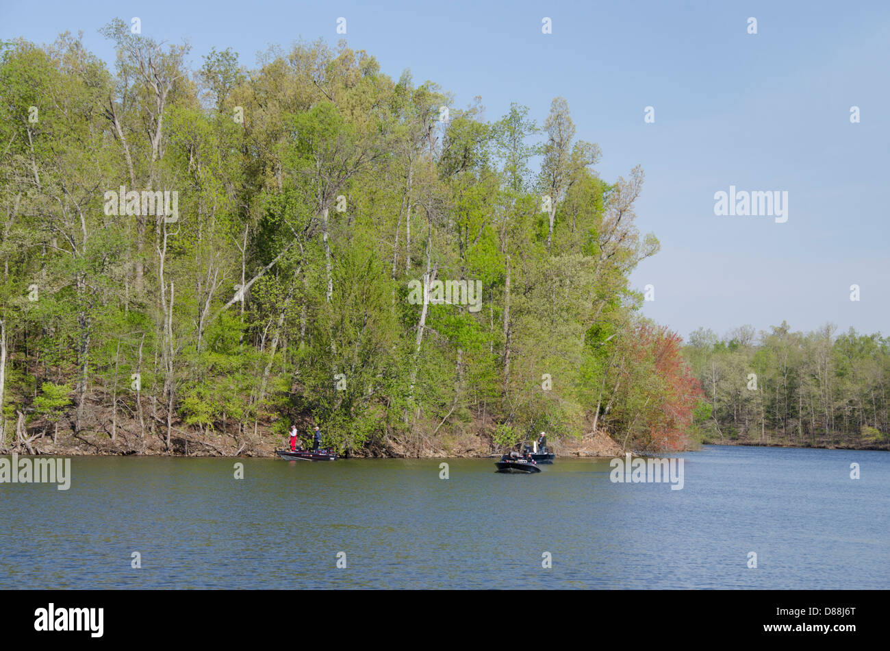 Kentucky, Kuttawa, Lake Barkley, Buzzard Rock. Fishermen on Lake