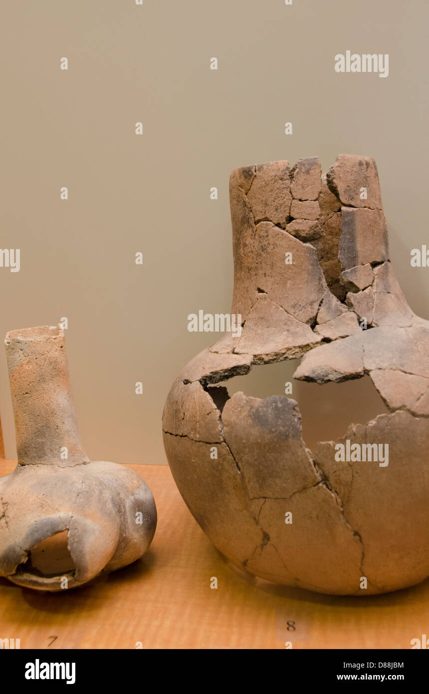 Mississippi, Greenville. Winterville Mounds. Ancient pottery display