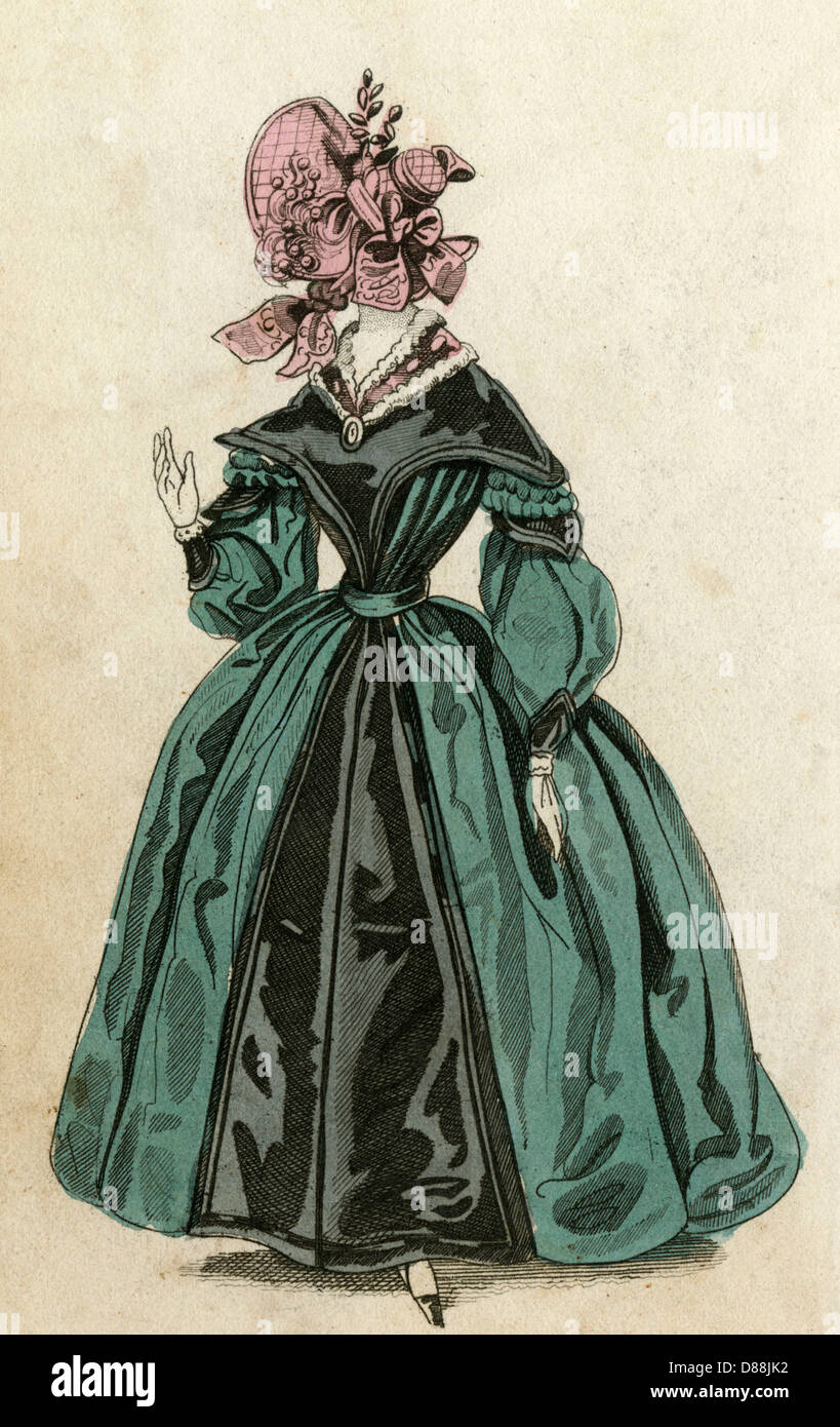 Promenade Dress 1840 Stock Photo