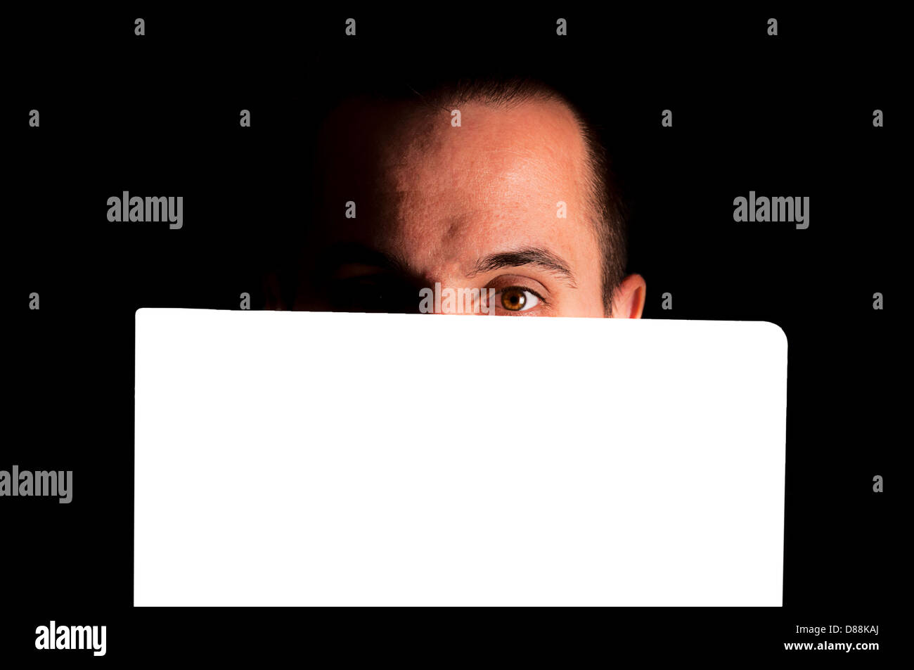 Man with blank space ower his head. Shoot in low key technique Stock