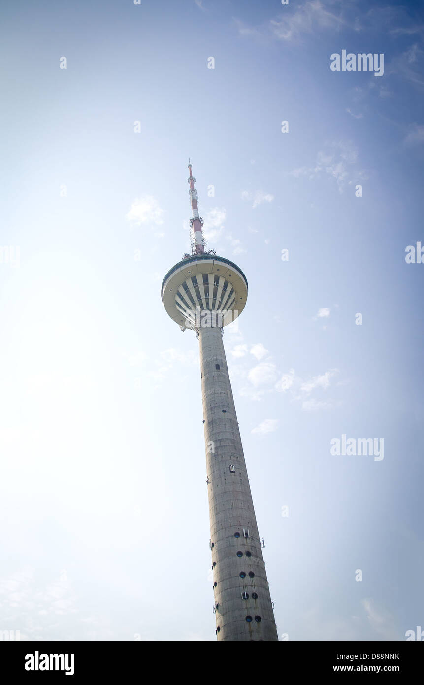 TV Tower over blue sky. Location: Estonia, Tallinn Stock Photo