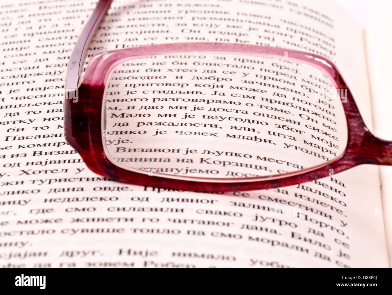 Glasses and letters Stock Photo Alamy