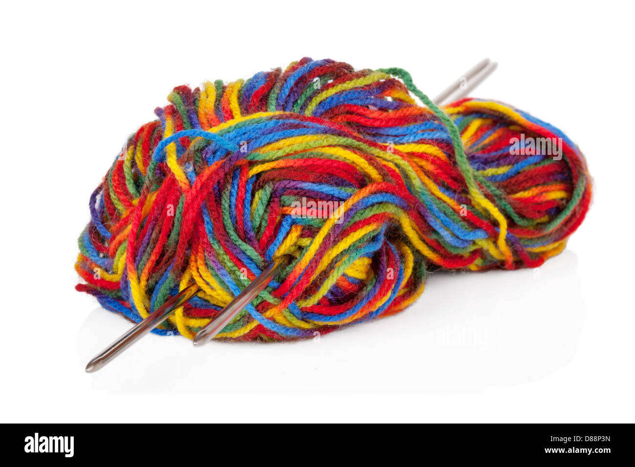 Multicolored woollen yarn or cashmere isolated on white background Stock Photo