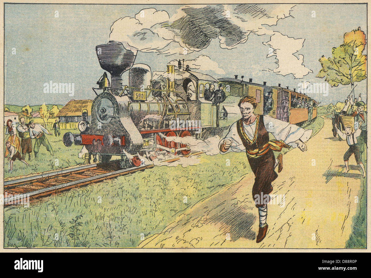 Person Racing A Train Man Races Train Stock Photo - Alamy