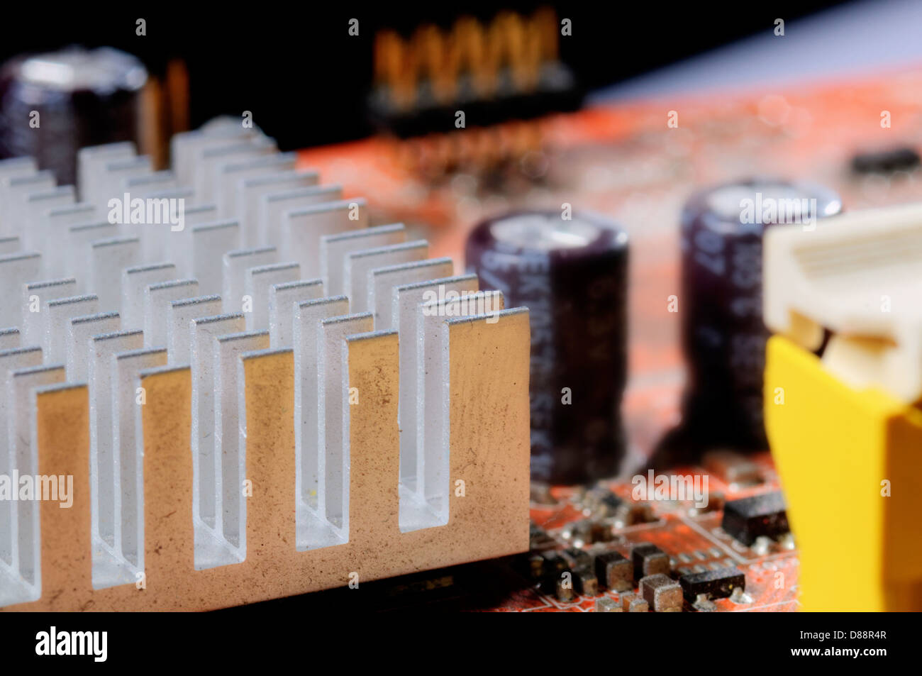 Close up of a chipset heatsink on motherboard Stock Photo Alamy