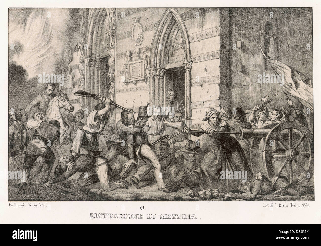 1848 Destruction Messina Stock Photo