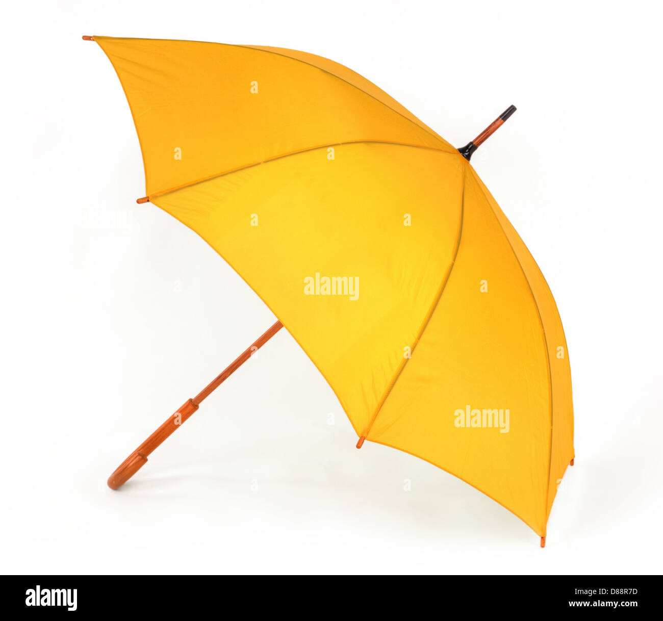 opened yellow umbrella isolated on white background Stock Photo - Alamy