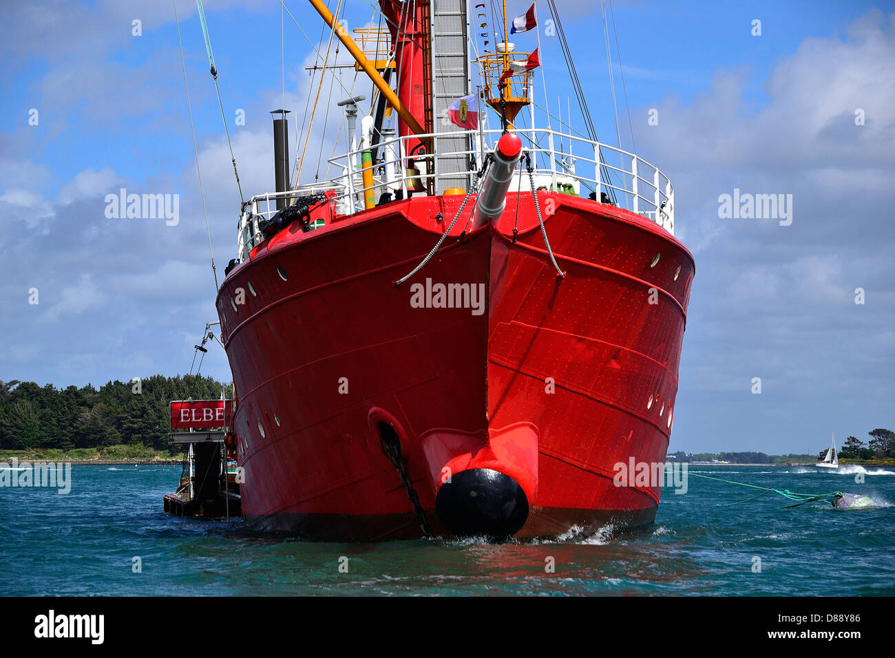 Elbe 1, old lightship (Cuxhaven, Germany), here anchored in the Morbihan gulf (Arradon harbour). Stock Photo