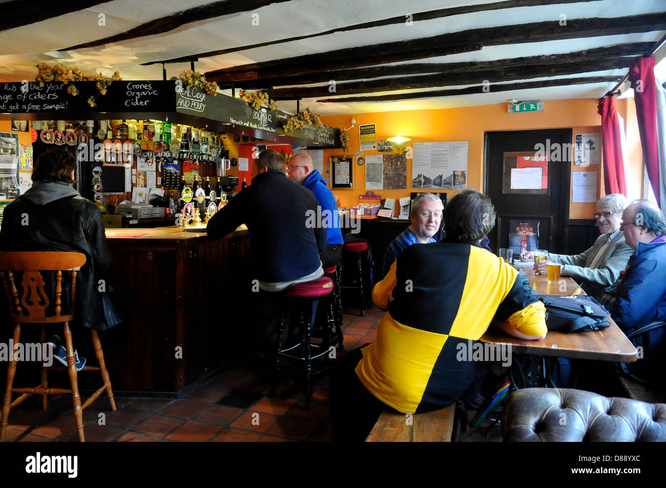 Men drinking at The White Lion pub, Norwich, Norfolk Stock Photo
