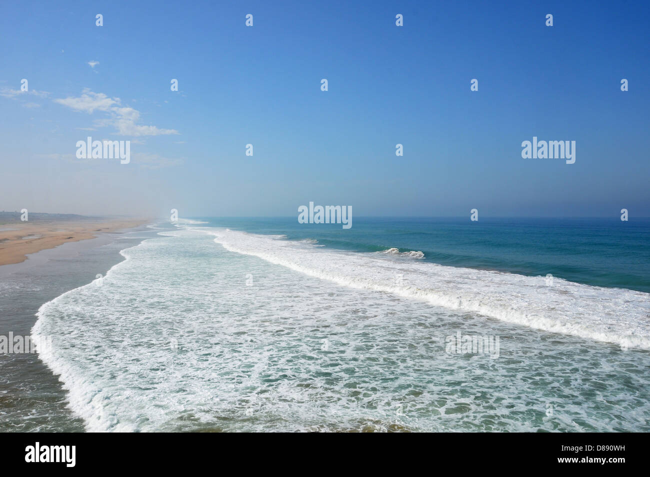 The Atlantic Ocean waves and sands North East Morocco Maroc near to Tanger Tangiers Tangier Stock Photo
