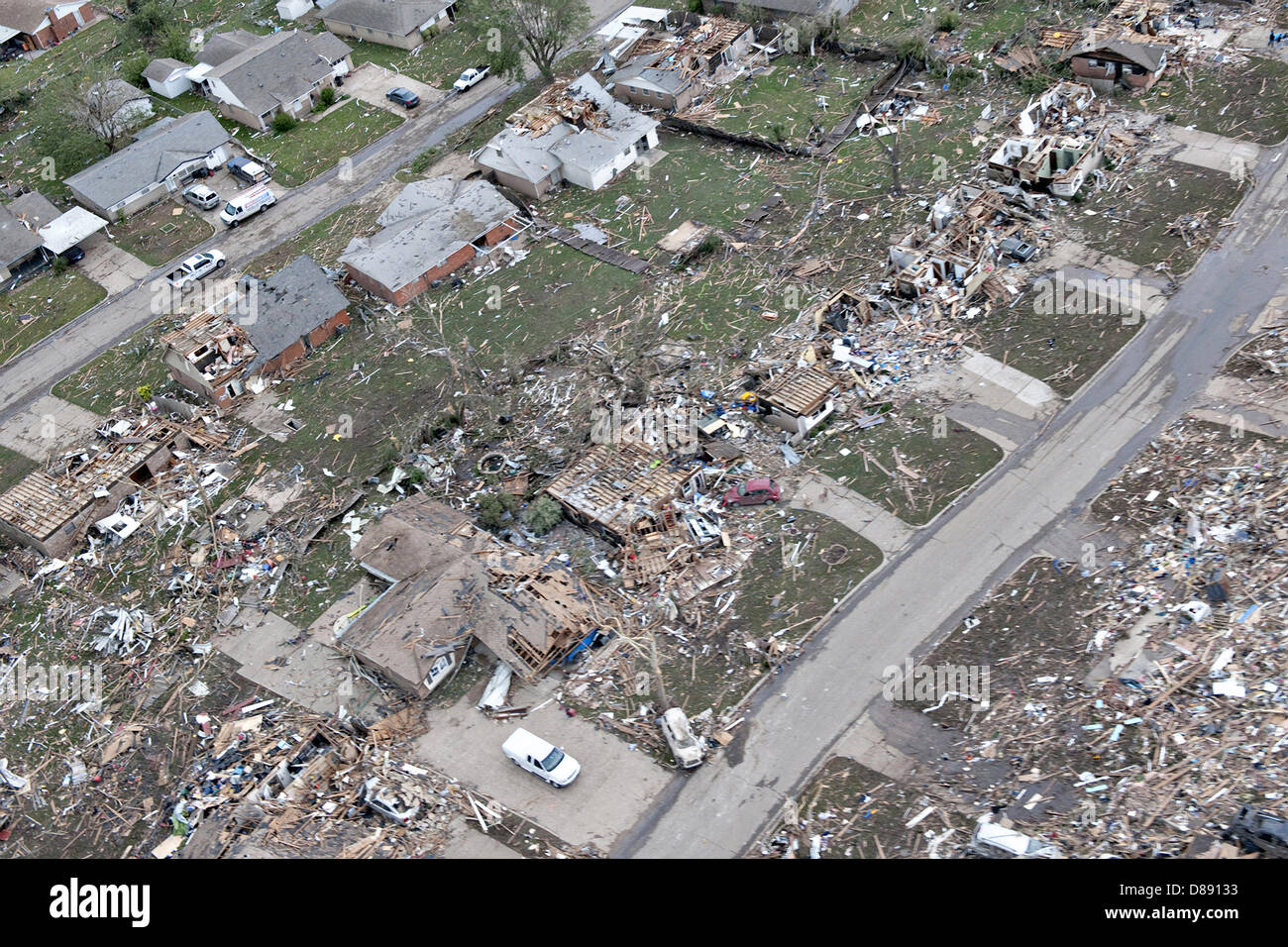 Aerial view of destruction from an EF-5 tornado May 21, 2013 in Moore ...