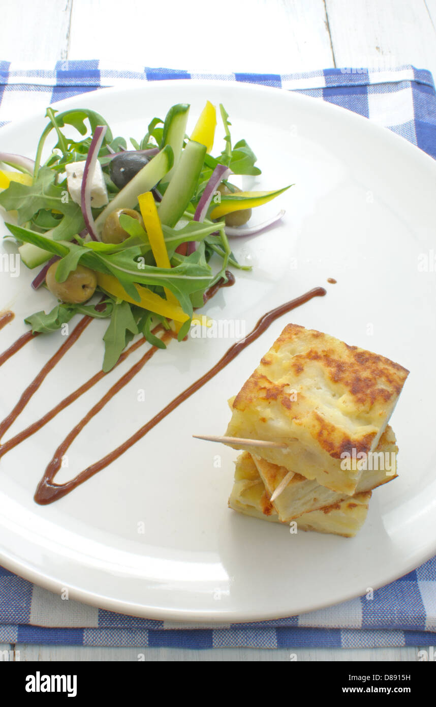 Healthy salad with potato omelette Stock Photo Alamy
