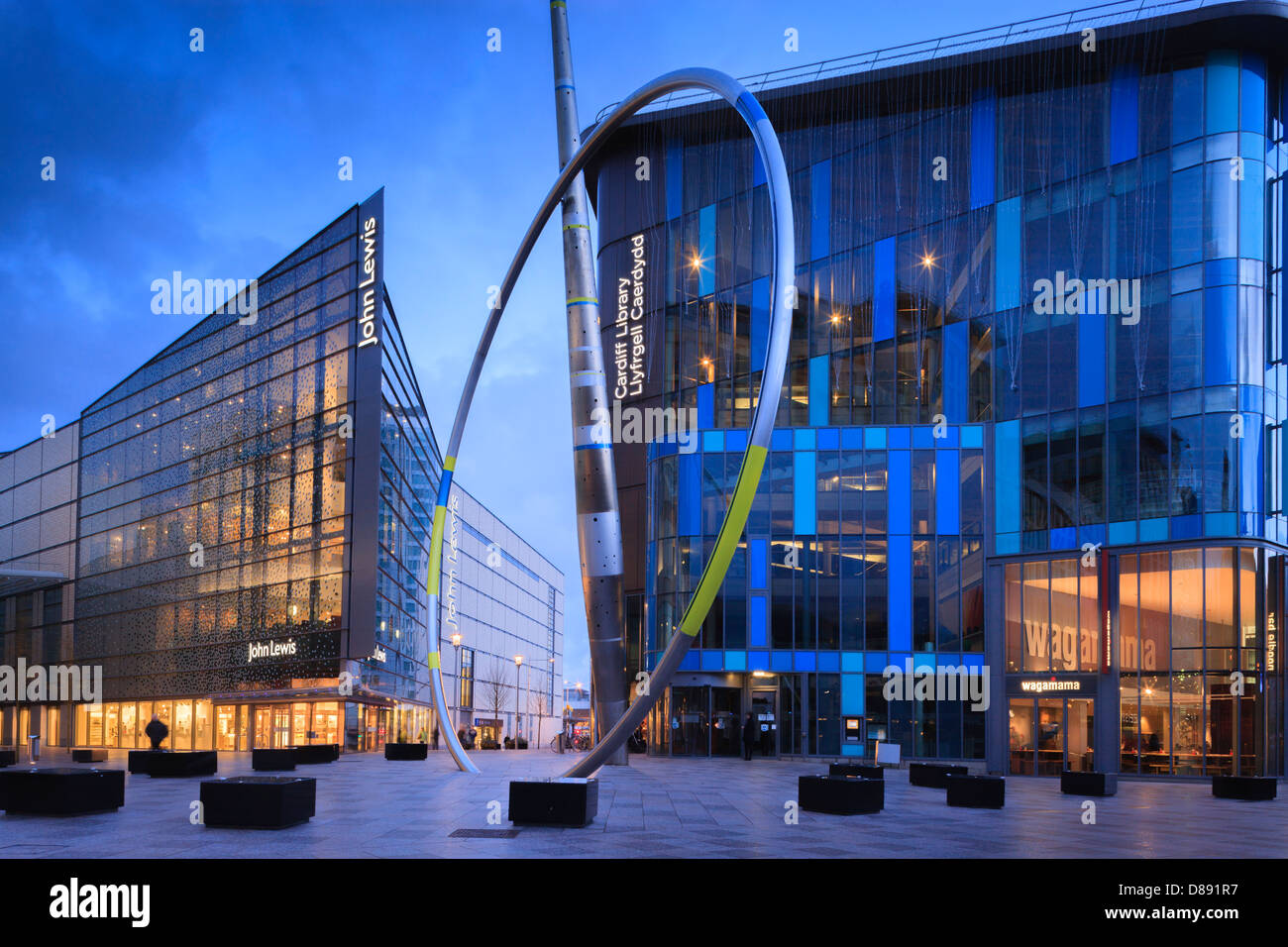 John Lewis Store Shopping Centre and Central Library Cardiff Wales at