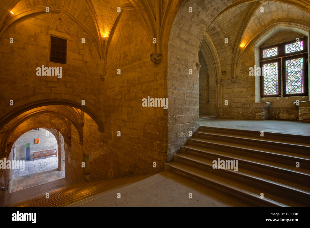 L'escalier d'honneur or Stairs of Honour in the Palais des Papes, Avignon, France. Stock Photo