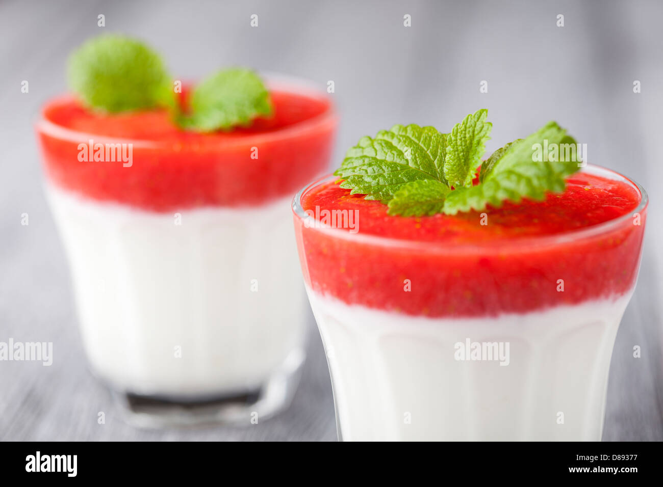 Strawberry and yoghurt dessert Stock Photo Alamy