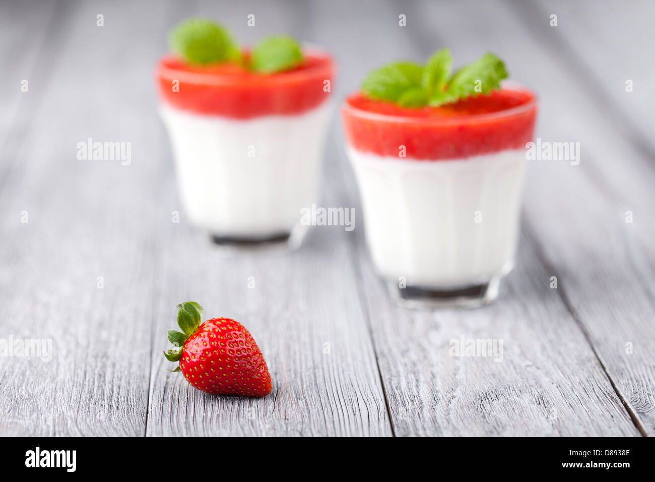 Strawberry and yoghurt dessert Stock Photo Alamy