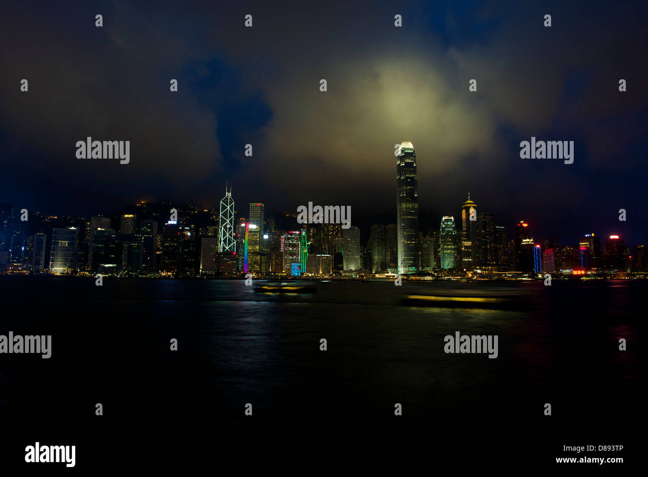 Skyline of Hong Kong Island at night from Kowloon Stock Photo - Alamy