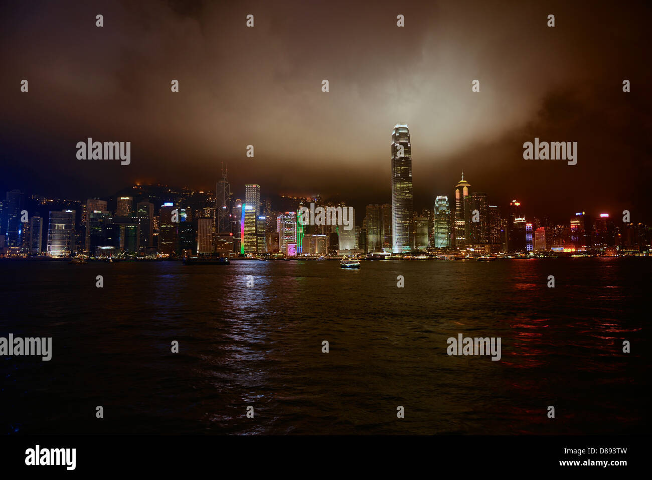 Skyline of Hong Kong Island at night from Kowloon Stock Photo - Alamy