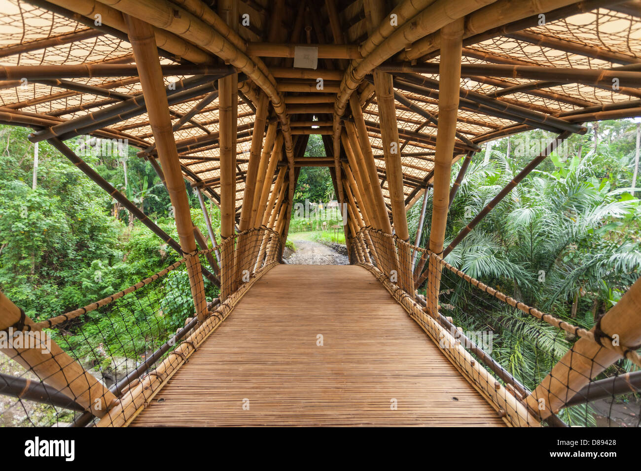 BALI, INDONESIA FEBRUARY 2012 Bamboo bridge at Green School on