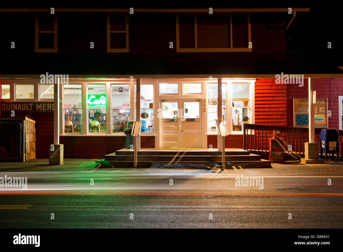 Convenient store and cafe at night Stock Photo