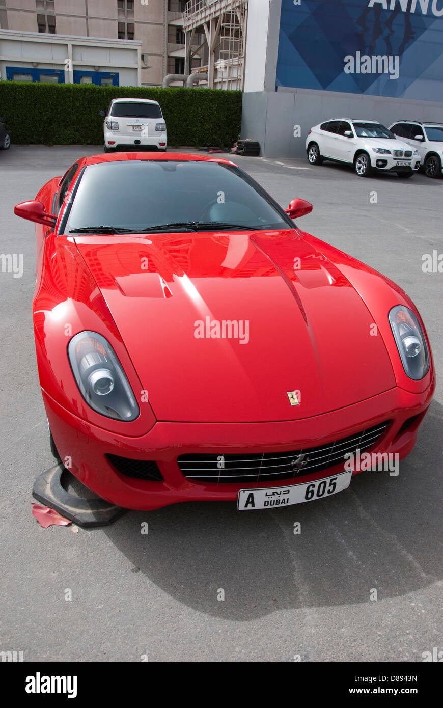 Bright Red Ferrari 599 GTB Fiorano Sports Car Stock Photo