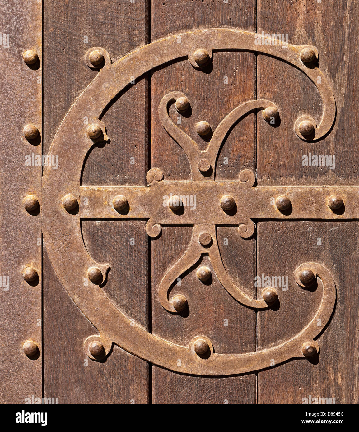 Wood door wrought iron hi-res stock photography and images - Alamy