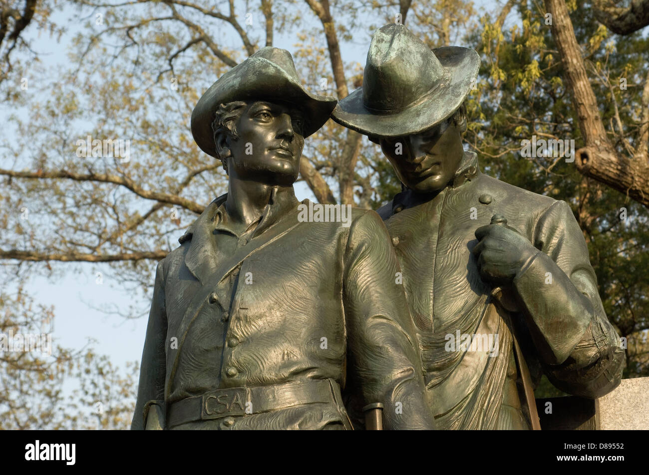 Statue of soldiers on the Confederate Memorial, Shiloh National Military Park, Tennessee. Digital photograph Stock Photo