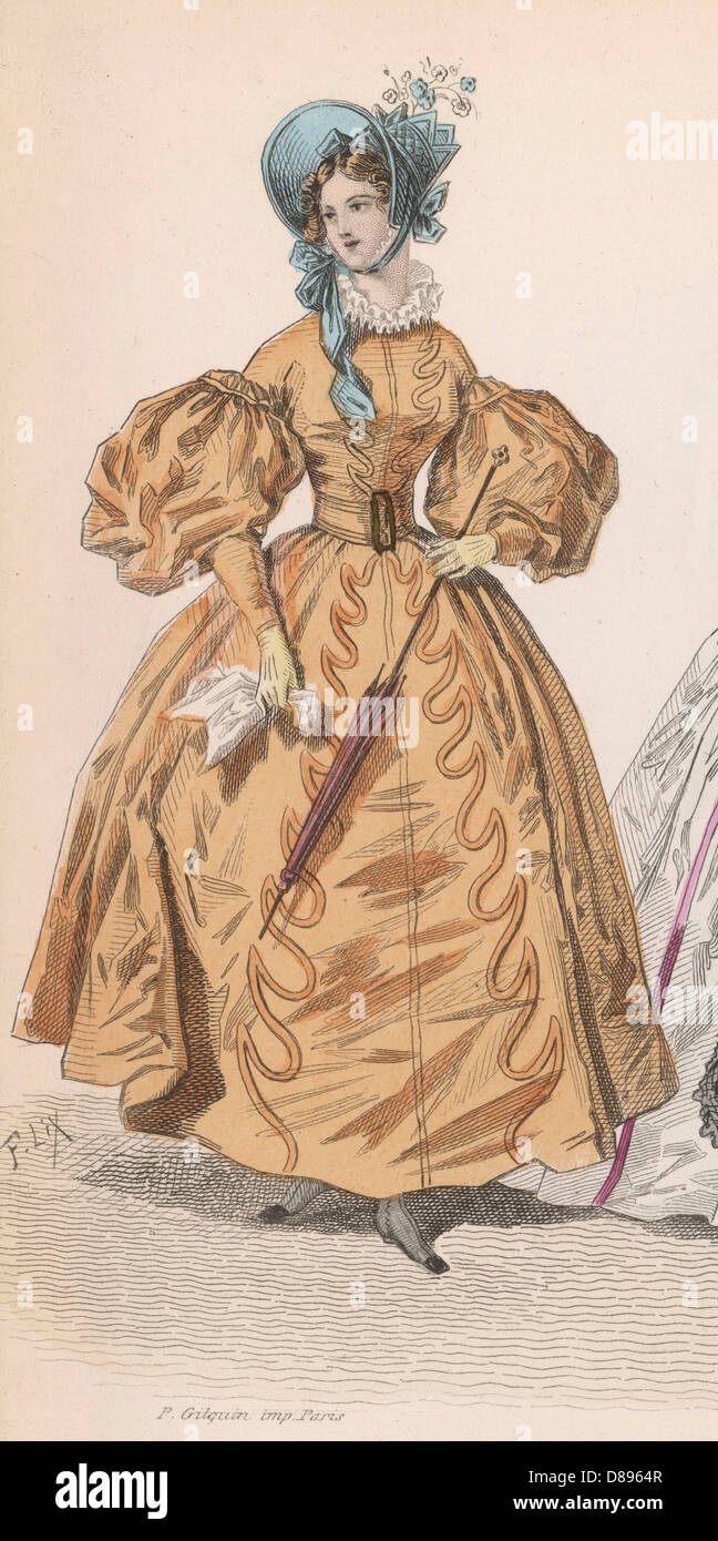 Gold Dress 1830s Stock Photo