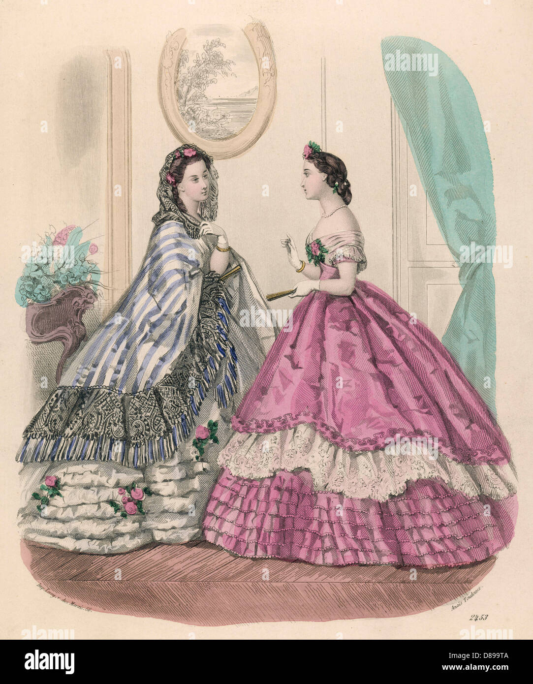 FRENCH FASHIONS 1864 Stock Photo