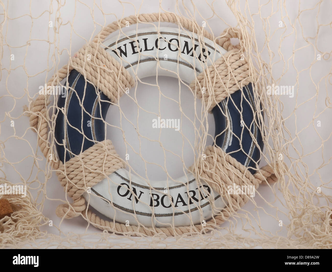 safe belt and fishing net on white background Stock Photo Alamy