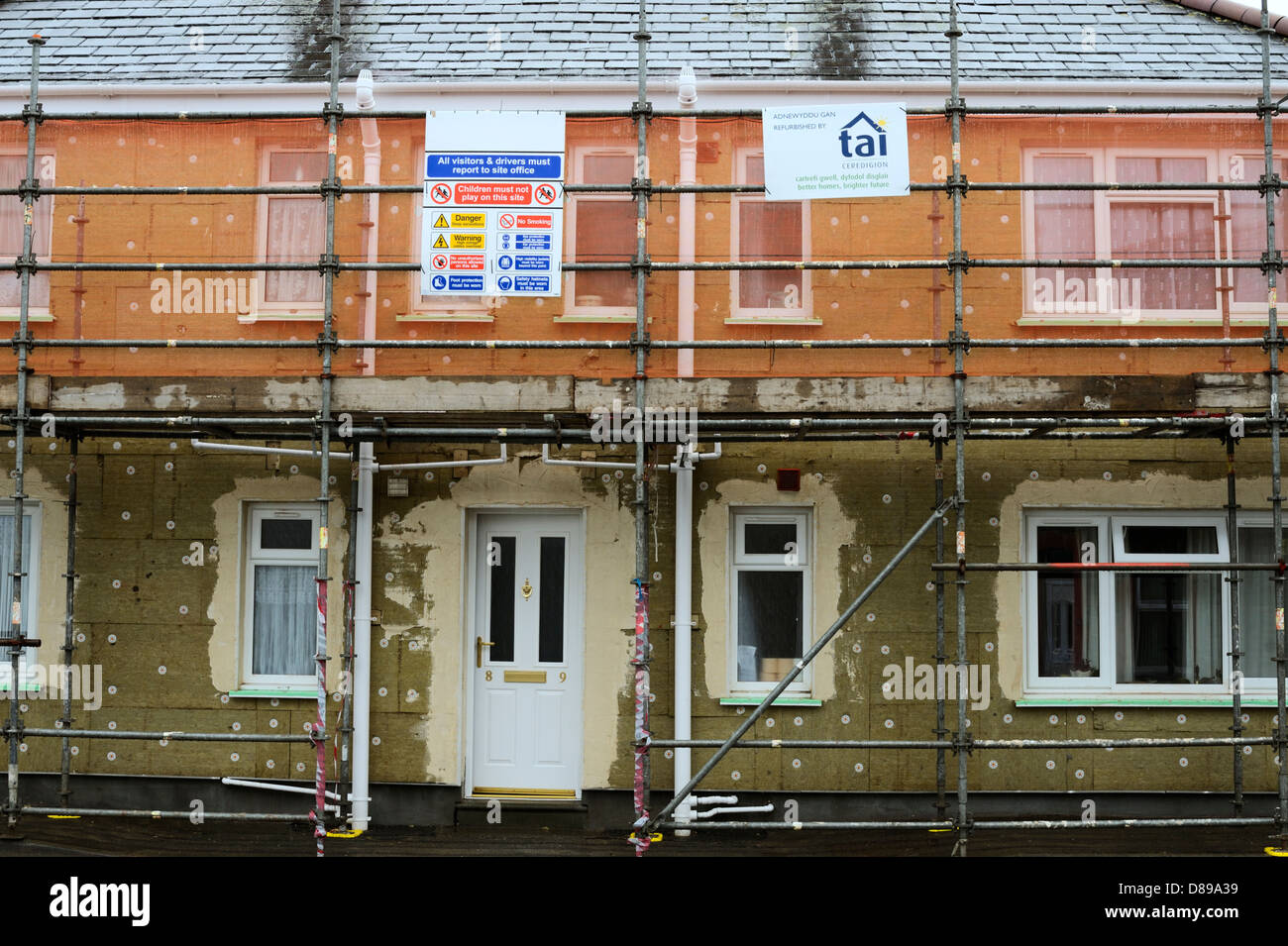 Affordable social rented housing being refurbished by Tai Ceredigion, a housing association in West Wales, UK Stock Photo