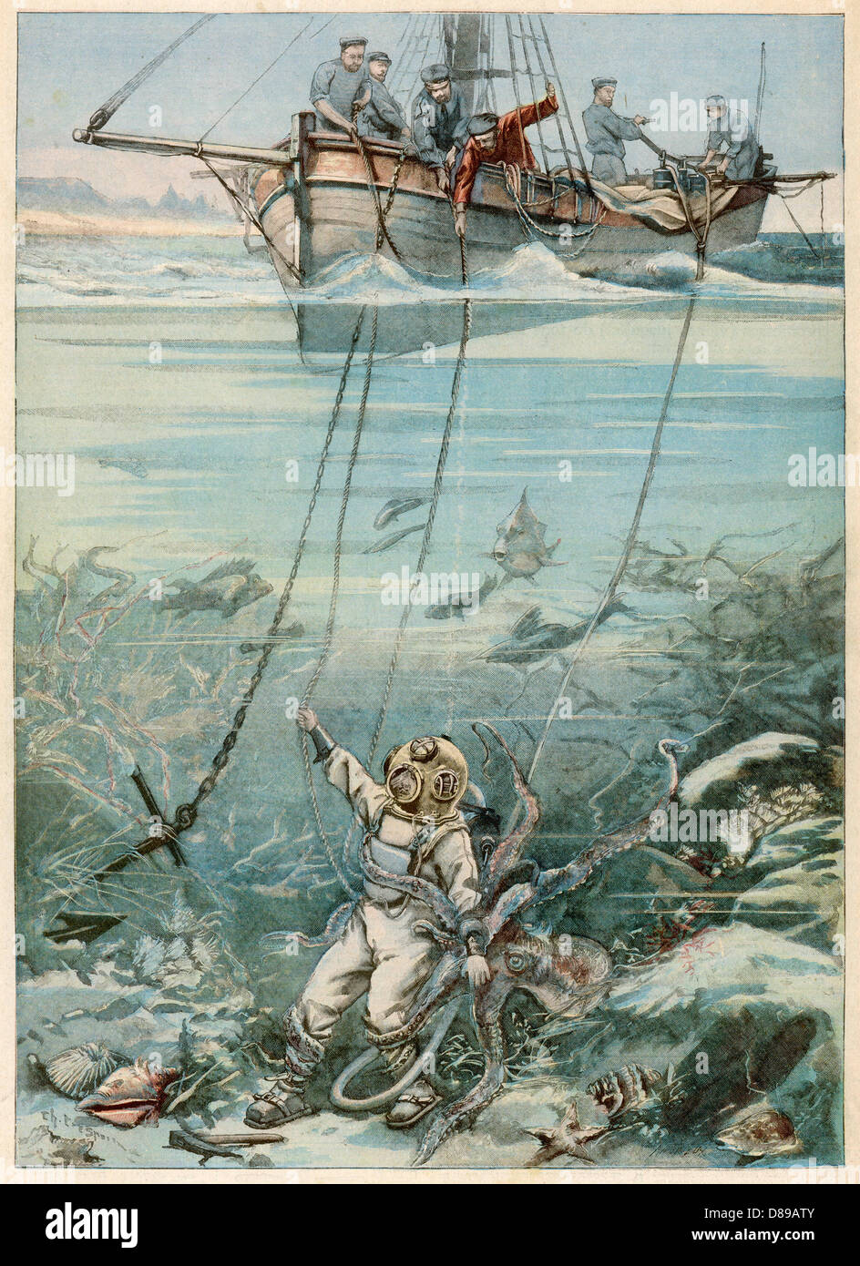 Diver and Octopus Stock Photo Alamy