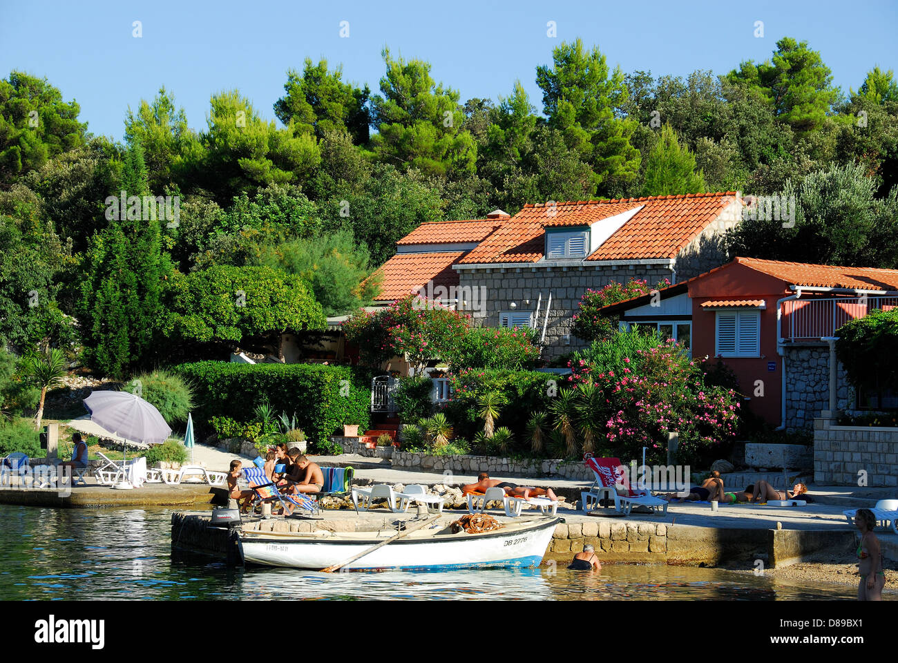 CROATIA. The peaceful seaside village of Zaton Veliki at Zaton Bay near Dubrovnik. 2010. Stock Photo