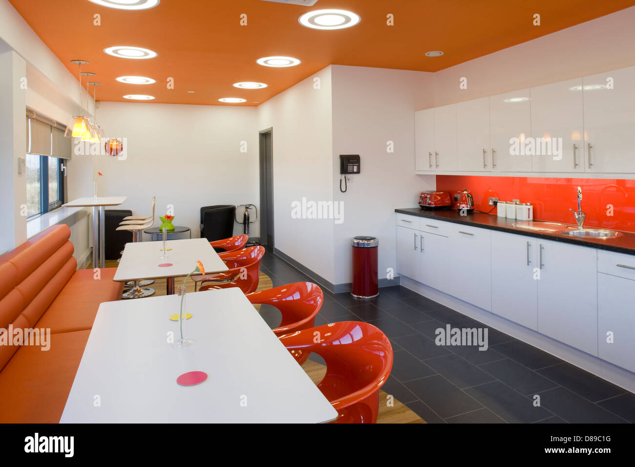 office interior kitchen staff room Stock Photo Alamy