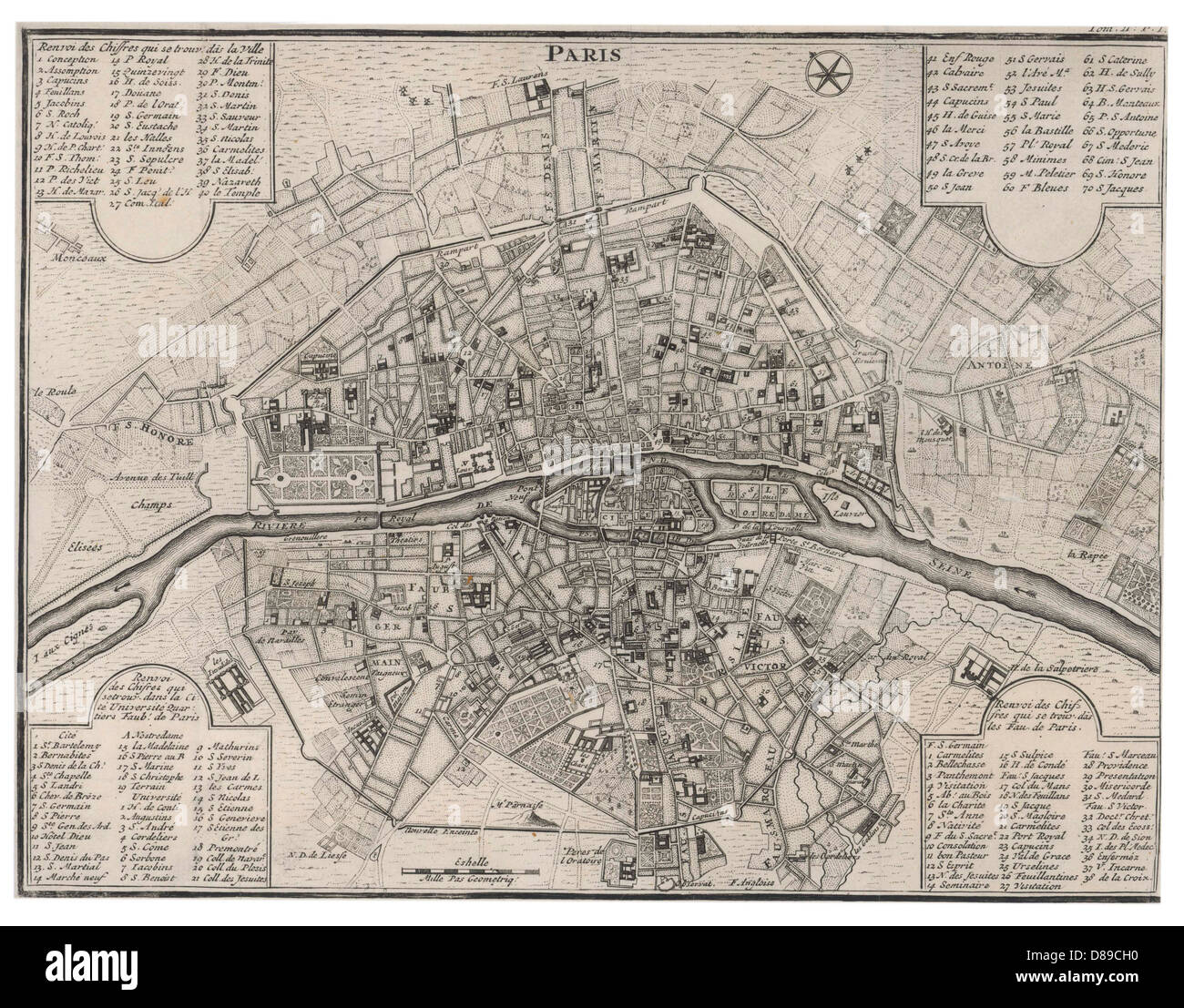Paris map 18th century hi-res stock photography and images