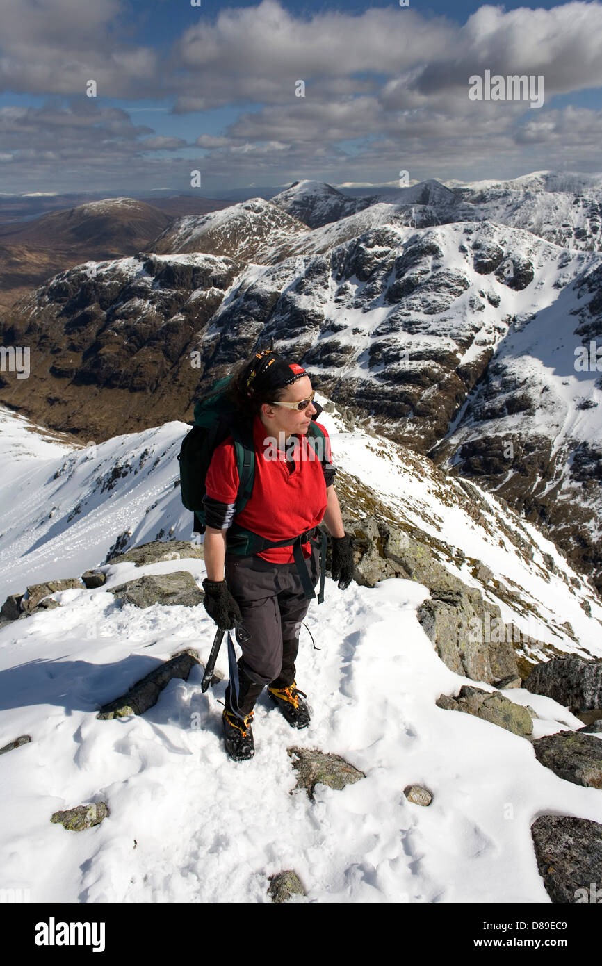 Walker on Stob Coire nan Lochan in Glencoe Stock Photo