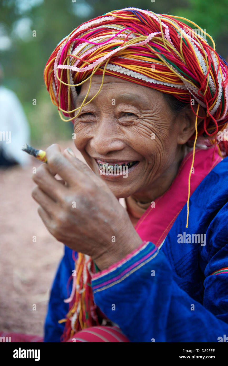 smoke,palaung tribe,shan state in Burma Stock Photo