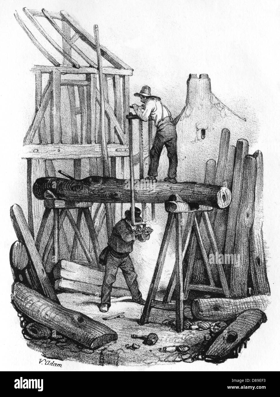 French Saw Mill Stock Photo Alamy