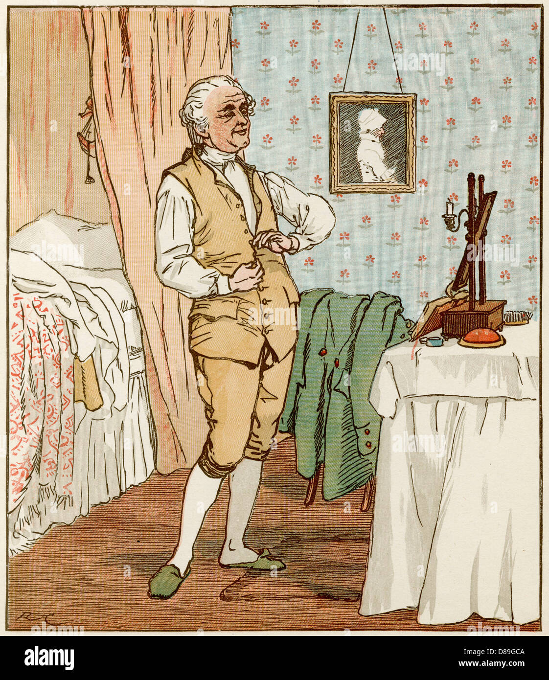 MAN DRESSING C1820 Stock Photo - Alamy